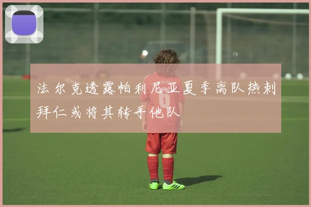 法尔克透露帕利尼亚夏季离队热刺拜仁或将其转手他队